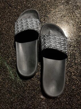 Calvin Klein Black and White Logo Slide Sandals